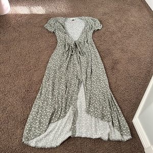 sage green wrap dress